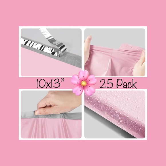 25 Pack 10x13 Solid Pink Poly Mailers - Picture 2 of 4
